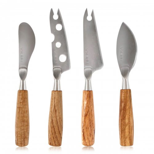 SET 4 MINI COLTELLI DA FORMAGGIO 'OSLO' INOX/QUERCIA