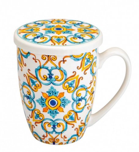 MUG MEDICEA 'CUORE' NEW BONE CHINA CON INFUSORE INOX