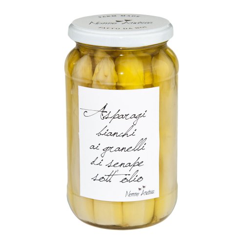 ASPARAGI BIANCHI AI GRANELLI DI SENAPE SOTT' OLIO 500 GR