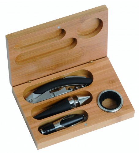SET COFANETTO IN BAMBOO CON 4 ACCESSORI