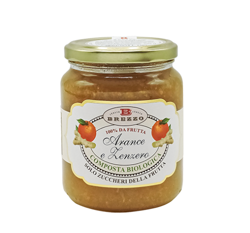 COMPOSTA BIO DI ARANCE E ZENZERO CON SOLO ZUCCHERI DELLA FRUTTA 390 GR