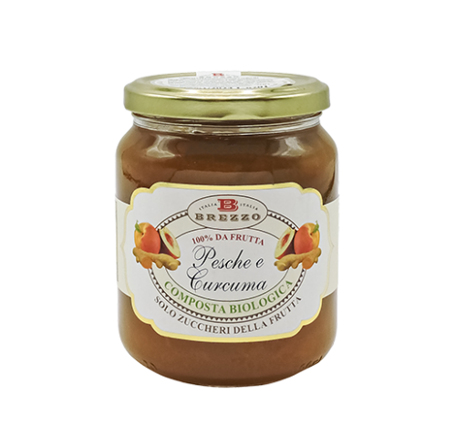 COMPOSTA BIO DI PESCHE E CURCUMA CON SOLO ZUCCHERI DELLA FRUTTA 390 GR