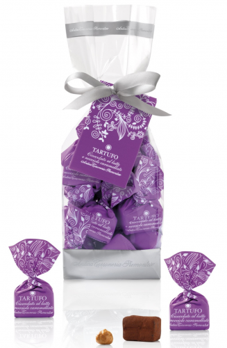 SACCHETTO TARTUFI LATTE & NOCCIOLE CARAMELLATI 200 GR