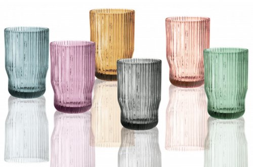 SET 6 PZ BICCHIERE PLISSE COLORI ASSORTITI