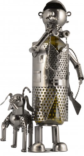 CACCIATORE PORTA BOTTIGLIA CON CANE E BINOCOLO